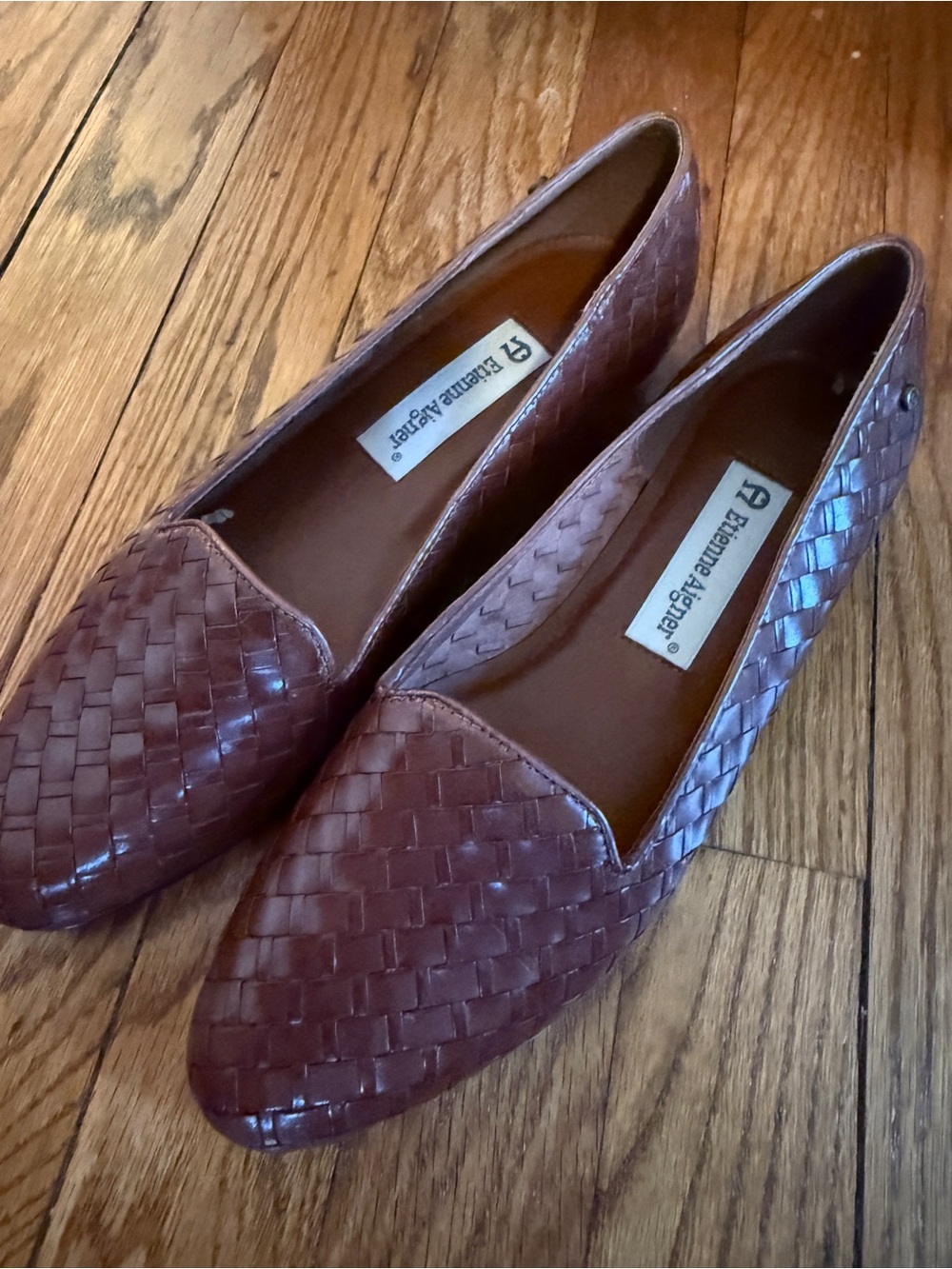 VTG Etienne Aigner Brown Woven Leather Loafers